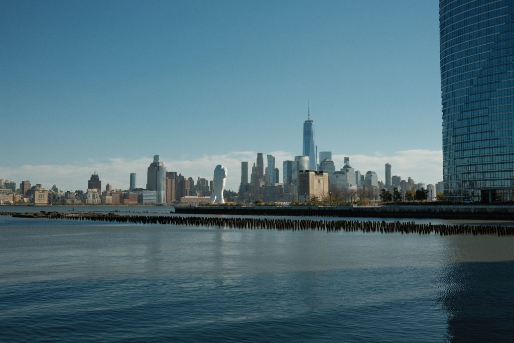 New York City skyscrapers rise along the waterfront